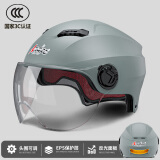 Andes HELMET3c认证电动摩托车头盔男四季女士夏季头盔安全帽四季通用夏天半盔 哑灰透明短【升级3C款】 均码