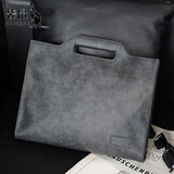 袋鼠（KANGAROO）2024七夕男手提包休闲青年单肩包商务公文包定型文件包复古手拎包 灰色 1英寸