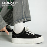 环球黑色帆布鞋女2025年秋冬新款设计感小众港风百搭学生休闲板鞋 黑色 38
