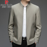 皮尔卡丹（pierre cardin）品牌行政夹克男士翻领外套春秋新款商务休闲干部茄克衫中年装上衣 立领卡其色 XL (180) 【建议140-160斤】