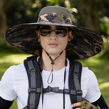 里普翎防晒帽男夏季户外遮阳帽子男士防紫外线太阳帽钓鱼帽登山渔夫帽 超大沿迷彩2 56-61CM均码可调节