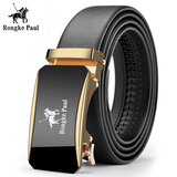 融柯保罗皮带男士腰带真牛皮新款自动扣头中青年商务休闲裤带送男友礼物 金色-款式二 110cm 【需要其他长度联系客服备注】