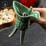 盛烛仿古陶瓷酒杯帝王三足爵杯喝酒杯喝水杯创意个性白酒杯老式古风青