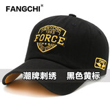 Fangchi 新款货车帽高顶帽子男士韩版潮显脸小棒球帽加大码显瘦鸭舌帽百搭登山帽大头围防晒钓鱼帽 BQM-646黑色*圆顶 均码56-60CM 可调节