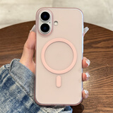 米弗希 适用苹果17手机壳新款粉色iphone16promax磨砂磁吸16pro高级感15全包防摔14透明13超薄保护壳男女 【透粉色】超薄磁吸-磨砂硬壳 iPhone 16