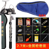 光威（GW） 鱼竿超短节海竿便携迷你抛竿超硬碳素钓鱼竿套装渔具 捍尊投 2.7m +14轴金属轮+配件、包