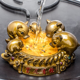 月仙琪 变色茶宠五福小猪摆件精品可养茶桌茶台茶具配件饰品猪茶宠物 茶道茶艺功夫茶摆件 荼宠装饰品摆件 富足有余变金款