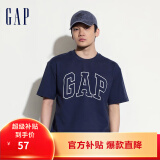 Gap【热卖爆款】男装2024夏新款撞色logo圆领短袖T恤纯棉上衣544465 藏青色 165/88A(S) 亚洲尺码