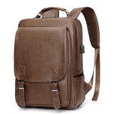 格尔顿双肩包男士背包 新款大容量休闲书包商务出差通勤旅行包可放15.6英寸笔记本电脑包 棕色