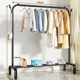 妙立（Miaoli）晾衣架落地卧室家用折叠室内挂衣单杆式简易阳台挂钩收纳衣服架子 单杆25管-130黑-双钩