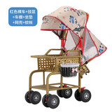 恩曜藤椅婴儿推车可坐可躺仿藤车宝宝夏天夏季超轻便竹藤婴儿童小推车 全套粉【可坐躺可站立】