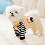 嬉皮狗（hipidog）秋冬季狗狗衣服可爱卡通四脚衣中小型犬博美泰迪小狗卫衣猫咪衣服 藏青色条纹（建议拍大一码） M（建议体重5-8斤）