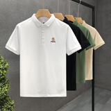 港蒂湾小熊刺绣翻领短袖Polo衫男士半袖潮牌薄款短袖男翻领短袖白色Polo 白色 XL -120-135斤左右