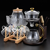正扬懒人泡茶神器玻璃自动茶具套装家用磁吸整套功夫茶杯茶壶三件套盘 自动(楼阁)六色+茶罐茶洗杯架