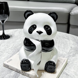 达沃熊猫纸巾盒客厅纸抽盒陶瓷家用装饰品摆件创意卡通餐巾纸盒高颜值 熊猫纸巾盒【带底托】1个