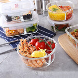 乐扣乐扣（LOCK&LOCK） 分隔耐热玻璃保鲜盒格拉斯微波炉便当盒饭盒 LLG861C(圆形二分隔)840ml