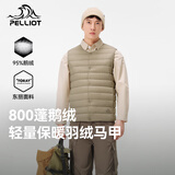 伯希和（Pelliot）户外鹅绒羽绒服男女轻薄防风保暖透气马甲冲锋内胆115408058卡其L
