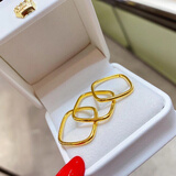 微奢妙珠方形黄金戒指999足金素圈光面指环3D硬金几何形小方戒女抖音同款 21号