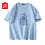 名创优品（MINISO）纯棉t恤男夏季2024新款衣服青少年亲肤透气时尚宽松大码冰感短袖 冰川蓝(逍遥游) 175/L(名创优品 品控严格)