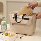 ToMill饭盒手提包铝箔保温袋保温防水便当袋上班族饭盒袋手提学生带饭包 罗兰饭盒袋-米色