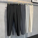 乌皮狗小西裤男九分裤子小脚休闲长裤西服春秋直筒西装裤伴郎西装套装男 乐201；黑色1条【9分裤】 29