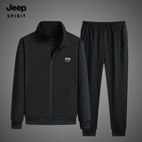 吉普（JEEP）套装秋冬季男款卫衣两件套户外运动套装男 SY2117 黑色 XL
