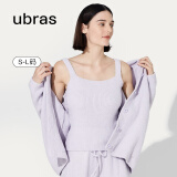 ubras【特卖】女加绒睡衣冬女加厚软绵绵简约坑条家居服套装女 柔灰紫吊带 L