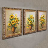 格绿美客厅装饰画沙发背景墙欧式油画现代家居有框画古典花卉壁画挂画 一套价(L091-L092-L093) 60*80CM