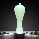 傲世景德镇陶瓷器新中式颜色釉花瓶工艺品客厅摆件办公室博古架装饰品 仿古颜色釉豆青美人醉+木座