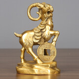 铜欣祥 铜生肖羊摆件金钱羊铜属羊办公室桌面工艺品公司开业乔迁新居礼品客厅玄关酒柜电视柜摆设家居装饰品 小号金钱羊