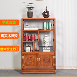 瑞呈堂 博古架实木中式 书架玄关置物架酒柜茶柜展示柜落地 博古架梨花色68*38*108cm