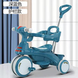 喜来图儿童三轮车1-6岁婴幼儿推车脚踏车小孩童车宝宝手推车轻便遛娃车 墨绿+音乐灯光+推把+ 护栏