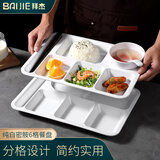 拜杰A5密胺餐具套装白色防摔商用饭店四件套 餐盘+碗＋筷子＋勺