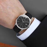 柏曼（BORMAN）德国认证男士机械表全自动皮带手表男防水休闲商务多功能腕表3817 银壳黑面黑皮【真皮表带】