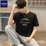 TEEK短袖t恤男装上衣服 青少年新款夏季男士高中生潮流休闲重磅棉体恤 【细腻柔软】HSA29黑色 L