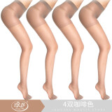 浪莎丝袜女薄款连裤袜防勾丝夏季加大码性感隐形黑肉色连体打底袜高透 4咖 【加肥加大码-4条双加裆】随意剪
