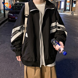边七拼色立领外套男潮牌ins秋季韩版宽松休闲棒球服夹克情侣学生外套 【高质量升级版】D30黑色 XL