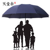 天堂伞十骨加大抗风双人大雨伞三人大伞折叠男女学生商务定制logo广告伞 33212E碰十骨三人雨伞【藏青】