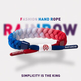 RASTAROSE【品牌官方】小狮子彩虹情侣礼物情人节限定手链男女迷你编织手绳 (常规)红白蓝渐变 经典白盒套装