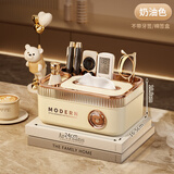 海佳达多功能纸巾盒茶几轻奢抽纸盒子客厅高颜值桌面高级感遥控器收纳盒 轻奢奶油色 不带牙签筒 带弹簧