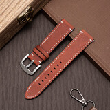 时仕（SEURE）手表带男女真皮表带复古疯马皮适用天梭浪琴阿玛尼罗西尼dw表带 棕红色【银扣】 20mm