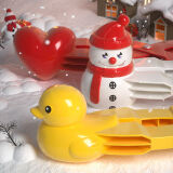东之天地雪球夹儿童玩雪玩具套装加厚爱心小鸭子模具玩沙打雪仗神器 三件套大号【爱心+鸭子+雪人】