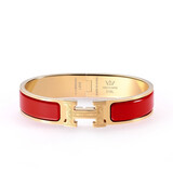 VTV V.V.BROWN品牌专柜款金手镯女珐琅手环送女朋友生日周年结婚轻奢高级感百搭 深红色珐琅金扣