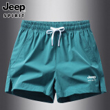 JEEP SPIRIT男士短裤夏季薄款宽松休闲三分裤健身速干透气2024新款冰丝运动裤 1260湖蓝色 XL (推荐110-125斤)