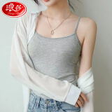 浪莎（LangSha）莫代尔小吊带内搭外穿背心女打底学生无袖背心女 灰色 XL