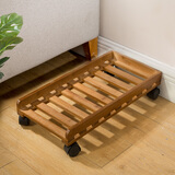 九夫人楠竹台式电脑主机托架可移动散热底座支架实木带轮平板机箱托盘收纳置物架子带刹车 茶色条形移动托盘