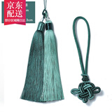 观玉双拼冰丝流苏穗子吊穗中国结书签手机链挂件饰品 孔雀绿墨绿双拼加中国结