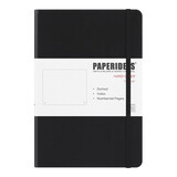 Paperideas 皮面点阵笔记本a5手帐本方格硬面绑带本商务记事本定制日记本成人简约带页码空白本 黑色 A5/188页 横线内页
