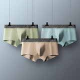 迷勃尔男士内裤男棉质内裤夏季薄款无痕纯色四角裤彩棉吸汗透气U凸囊袋底裤低腰紧身裤头高档平角裤男生裤衩 肤色+果绿+浅蓝 L