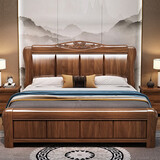 宜眠坊 床主卧1.8米双人床中式1.5米实木床MJ-9995 单床+床垫+2柜